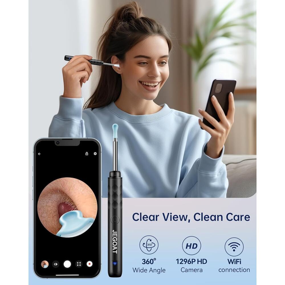 Ear Wax Removal Tool Ear Cleaner with HD Camera Ear Scope 6 LED Lights 12 Picks - Picture 2 of 13